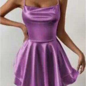 Elegant Purple Satin Dress